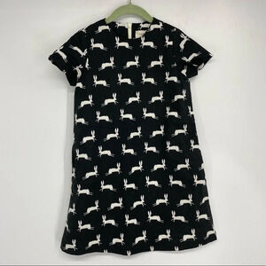 Smockingbird black white hare girls dress with pockets. Size 8